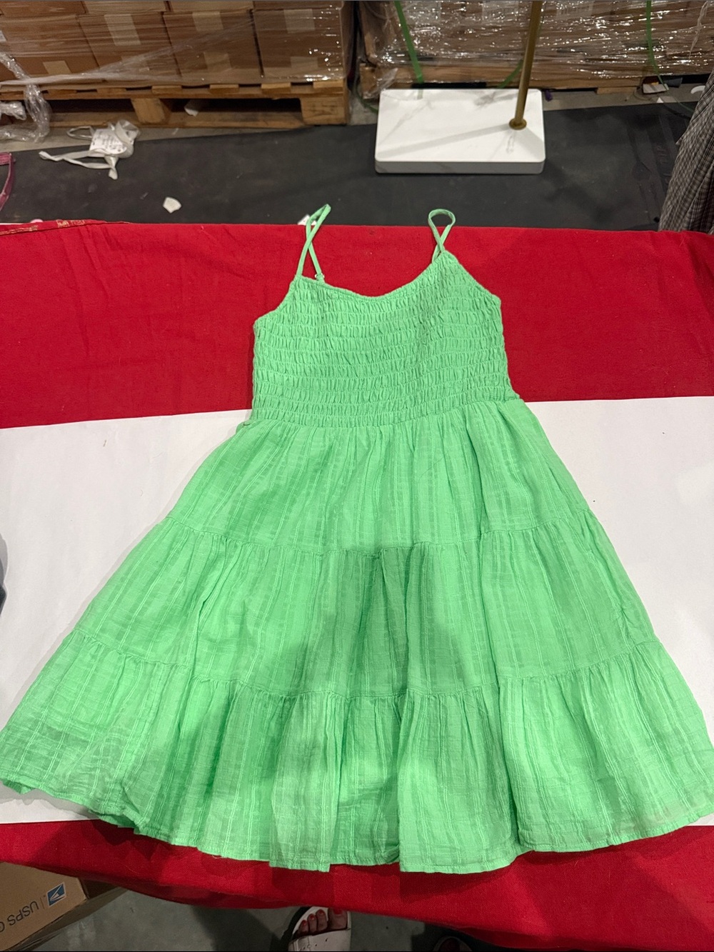 American Eagle Outfitters Mint Green Smocked Tiered Sundress